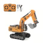 L.O.T CARS Rift Remote Control Construction Vehicle | 1:64 Scale, 13-Channel | Excavator Toy for Kids, Rechargeable Engineering Car, Heavy Duty Machine Construction Toy with Lights & Music (Yellow)