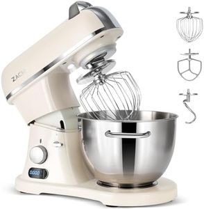 ZACME Professional Commercial Stand Mixer 8.4QT 800W, ZACME Kitchen Electric Mixer Metal Food Mixer with Stainless Steel Bowl Dough Hook and Beater-Smart LCD Timer Display and Tilt-Head Design, White