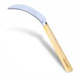 SHANFEEK Grass Sickle with Sawtooth Japanese Weeding Hoe Weeding Tools for Garden Stainless Steel One-Piece Molding with Hard Solid Wood Handle(Yellow)