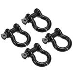 PATIKIL Screw Pin Shackle 1/2" x 4409lbs, 4 Pack Carbon Steel D Ring Shackle for Towing Rigging, Black