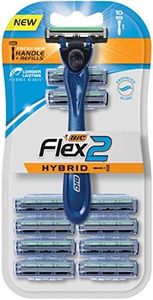 BIC Flex 2 Hybrid Men's 2-Blade Disposable Razor Shaving Kit, 1 Handle and 10 Cartridges