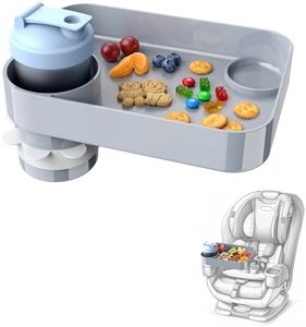 FIDOPOKK 2PCS Car Seat Snack Tray for Kids, Mess-Free Square Travel Tray Cup Holder Snack Tray, Durable Car Food Tray for Toddlers, Universal Fit Kids Travel Road Trip Essentials (2Pcs gray)