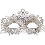 Geek-M Women/Men Masquerade Metal Masks Venetian Halloween Costume Mask Mardi Gras Mask (White)