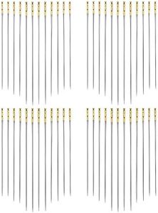 AIEX 48pcs Self Threading Needles, Blind Needles in 3 Sizes 1.42 in / 1.5 in / 1.65 in, Assorted Hand Stitching Needles for DIY Embroidery Sewing (Gold, Silver)