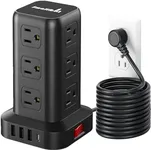 PD20W Surge Protector Power Strip Tower, 15FT Extension Cord with Multiple Outlets, 12 AC 4 USB (1 USB C)，Mini Power Strip with USB Ports, Surge Protector Tower Overload Protection for Office, Desk