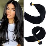 S-noilite Pre Bonded Hair Extensions Real Human Hair - U Tip Keratin Extension Remy Hair 24 Inch 50 Strands/50G #01 Jet Black