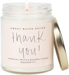 Sweet Water Decor Thank You Candle | Tropical Fruit and Sugared Orange, Summer Scented Soy Wax Candle for Home | 9oz Clear Jar, 40 Hour Burn Time, Made in The USA
