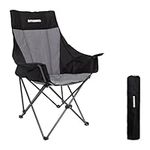 FUNDANGO High Back Folding Camping Chair, Heavy Duty Padded Camping Chairs for Adults, Foldable Camp Chair with Cup Holder and Side Pockets, Support 150 kg/330 lbs, Portable Chair for Outdoor Garden