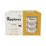 Applaws 100% Natural Wet Cat Food, Multipack Chicken Selection in Broth 156 g Tin (Pack of 12)