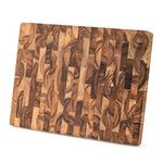 End Grain Cutting Board, Acacia Wood Cutting Board with Non-slip Feet,16" x 12" x 1",Reversible Thick Heavy-Duty Wooden Chopping Board, Large Butcher Block for Kitchen - Carving Board and Cheese Board