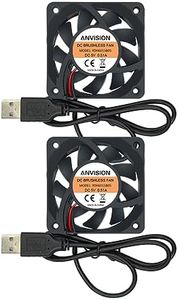 ANVISION 2-Pack 60mm x 15mm DC 5V USB Brushless Cooling Fan, Dual Ball Bearing