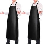 Tivddikun 2 Pack Waterproof Rubber Vinyl Apron 46" Aprons for Men Heavy Duty Resistant Work Apron Extra Long Grilling Aprons with Adjustable Bib Apron for Dishwashing Lab Butcher Cooking Kitchen