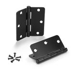 KNOBWELL 10 Pack Matte Black Door Hinges 3.5" x 3.5" Interior Door Hinges with 1/4" Radius Corners - Set of 10 Hinges