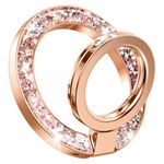 GVIEWIN Magnetic Phone Ring Holder, Compatible with MagSafe Phone Grip with Adjustable Stand, Magnet Phone Ring Kickstand for iPhone 16 Pro Max/Plus/15/14/13/12 Series/Other Phones, Glitter/Pink Gold