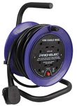 PRO ELEC PEL01273 4-Gang Mini Cable Reel Mains Extension, 10m,Black/Blue