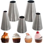 Hendiy 5 psc/set Large Round Piping Tip, Stainless Steel Professional Baking Decoration Tools for Cake Cookies Decorating,Pastry Fondant