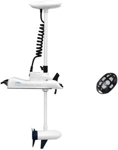 White Haswing 12V 55LBS 48inch Shaft Bow Mount Electric Trolling Motor with 2.4G Remote Control Portable, Variable Speed for Bass Fishing Boats Freshwater and Saltwater Use, Quiet Operation