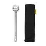 SILVERANT Titanium Long Handle Spork, Lightweight Titanium Fork and Spoon Camping Set for Outdoor & Hiking, Comes with Drawstring Bag