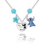 yumcute Cute Stitch Necklace,Girls Jewellery,Cartoon Alloy Personalised Necklace for Kids, Collarbone Chain Pendant,Sweater Chain, Birthday,Women Daughter Sister Friends Girls Christmas Gifts.