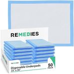 REMEDIES Disposable Underpad 23 X 36 Inches Ultra Absorbent 45g Bed Pads for Adults, Pets, (50 Count)