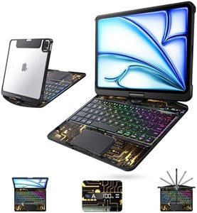 Tiaota Clear Wireless Keyboard Case for iPad Air 13 Inch (M4/M3/M2, 2026/2025/2024)/ iPad Pro 12.9" (6th/5th/4th/3rd Gen), 7-Color Backlit, Pencil Holder & Multi-Touch Trackpad, 360 Rotatable,Black