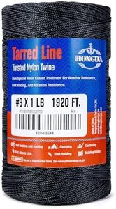 HONGDA Tarred Bank Line Twine, 1920 Feet Nylon Twine #9 Bank Line-Black Nylon String 1.1mm, Black Strong Twisted Seine Rope Ideal for Gardening, Construction, Gear Tying, Jungle Survival