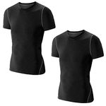 LANBAOSI 2 Pack Boys Compression Base Layer Tops Quick Dry Sports Wicking Athletic Short Sleeve Under T-Shirt