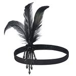 BABEYOND 1920s Flapper Headpiece Roaring 20s Great Gatsby Headband Black Feather Headband 1920s Flapper Gatsby