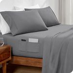 Bare Home Twin XL Sheet Set Dual Pocket- College Dorm Size - Premium 1800 Ultra-Soft Microfiber Twin Extra Long Sheets - Double Brushed - Twin XL Sheets Set - Deep Pocket - Bed Sheets (Twin XL, Grey)
