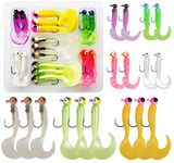 17pcs Fishing Lures Bait Set Soft Plastic Lures Jig Heads Hooks Fishing Lures Kit Trout/Crankbait/Pike/Bass Lure Lead Jig Hooks Three Type Box Set(17PCS/Box)