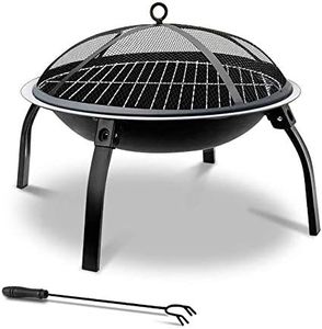 Grillz 30" Outdoor Fire Pit Round Metal Firepit Backyard Patio Garden Stove Wood Burning Fire Pit Black