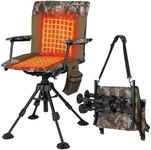 KEMIMOTO Heated Hunting Blind Chair 360 Degree Silent Swivel with 20000mAh Battery, Portable Stable Ground Folding Chair