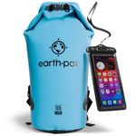 Earth Pak -Waterproof Dry Bag - Roll Top Dry Sack Keeps Gear Dry for Boating, Hiking, Camping and Fishing with Waterproof Phone Case (Light Blue, 55L)