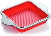 Boxiki Kitchen Non-Stick Silicone 8x8 Square Cake and Brownie Pan with Easy Grip Steel Frame Handles - Easy to Release, Oven & Dishwasher Safe