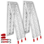 SCITOO Loading Ramp with Support Legs 7.42ft Folding Titan Ramps Aluminum Plate Top Ramp ATV Ramps with 1500lbs Max Load for Pickup Truck, Motorcycles, Dirt Bikes, Lawnmowers, Snowblower 1 Pair