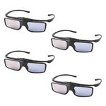 RF 3D Glasses, Active Shutter RF 3D Glasses Rechargeable Suitable for RF 3D TV Projectors, RF 3D Eyewear for Sony Epson Toshiba Sharp, Compatible with TDG-BT500A, SSG-5100GB, AN3DG40, Pack of 4