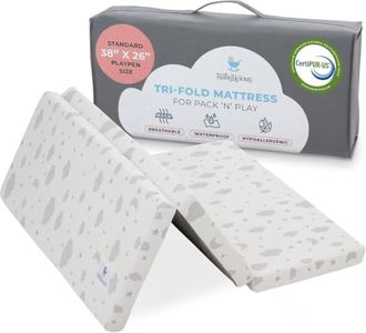 Babylicious Waterproof Pack and Play Mattress Topper | 38" x 26" x 1.5" | Carry Bag Included | Trifold Style - Breathable Soft Plush Foam - Portable Mattress Topper- Baby Foam Mattresses for Babies