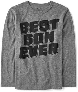 The Children's Place Boys' Family,Mom,Dad,Sibiling Long Sleeve Graphic T-Shirts, Best Son Ever Grey, X-Large, Best Son Ever Grey, X-Large