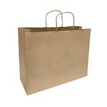 100 Count 16"L X 6"W X 12"H Kraft Brown Paper Bags Vogue Twisted Handle High Capacity, Perfect for Takeout bags, Wedding bags, Party Favor bags, Thank You bags, Shopping bags, Retail bags and More