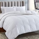 Canadian Linen Down Alternative Bedding Duvet Insert, Ultra Soft Plush Microfiber Fill, Box Stitched Hypoallergenic All Season Premium Hotel Bed Comforter, White, Queen