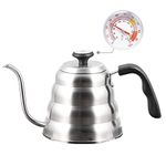 Supvox® Pour Over Gooseneck Kettle for Coffee,Tea with Thermometer Premium,3 Layer Stainless Steel,Bottom Coffee Maker,Tea Pot Update