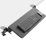 VIVO Clamp On Tilting Keyboard Tray, 26 (31 Including Clamps) x 9 inch Extension Platform for Typing and Mouse Work, Elbow and Arm Support Rest, Black, MOUNT-KB06H