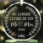 NewEleven Wedding Gifts for Couples 2024, Wedding Gifts - Mr and Mrs Gifts - Bridal Shower Decorations Wedding Gift for Couple Gifts - Bridal Shower Gifts - Just Married Glass Christmas Ornaments