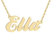 18k Gold Plated Ella Name Pendant Necklace Nameplate Necklaces Womens Stainless Steel Graduation Mother Jewelry