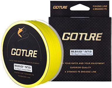 Goture Braid Fishing Line, Freshwater Saltwater Line, Braided Line,80LB, 547Yds, 0.5MM, Yellow