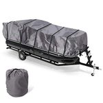 Protective Storage Boat Cover - Universal Waterproof, Mildew, and Weather Resistant with UV Sun Damage Protection Armor Shield Marine Grade Canvas for 21ft to 24ft Trailer Pontoon - Pyle PCVHP661