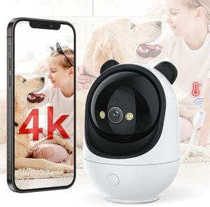 Advwin Indoor Security Camera 4K, Baby Monitor, Smart 2.4G Wi-Fi Pet Camera Nanny, w/App, Temp & Humidity Sensor, 2-Way Talk, PTZ, Night Vision, Lullabies, Cry Motion Detection for Babies, Dogs, Home