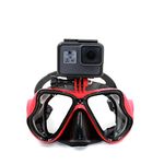 Eyeon Silicone Diving Mask Swimming Goggles Scuba Snorkel Mask with Tempered Glass and Camera Mount for GoPro, Xiaomi YI, SJCAM, Apeman, Crosstour, Victure, Campark AKASO for Adult & Youth (Red)