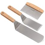 Professional Griddle Spatula Set - Stainless Steel Metal Spatula and Griddle Scraper - Heavy Spatula Griddle Accessories Great for Cast Iron Griddle BBQ Flat Top Grill - Commercial Grade