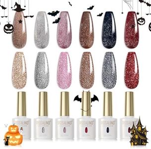 ROSALIND Esmaltes Semipermanentes Glitter Marrón Plata Rosa Negro Rojo Brillo Color 6 Colores Kit Pintauñas Semipermanentes Uñas de Gel UV LED Esmaltes en Gel Nail Polish Esmalte Uñas